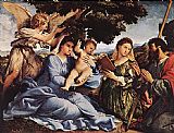 Child Canvas Paintings - Madonna and Child with Saints and an Angel